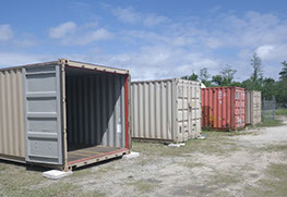 Row of containers in storage yard, Douglas Storage Park